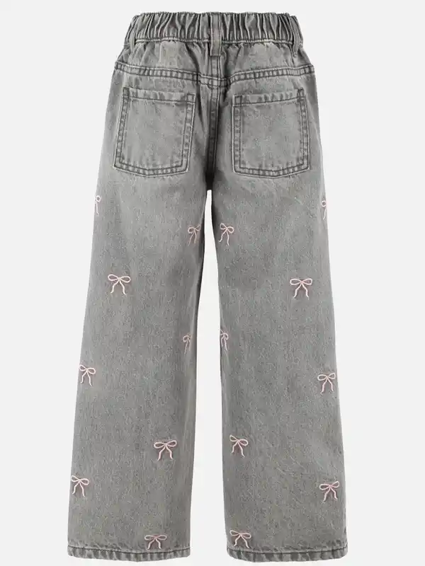 Bild 2 von Mädchen Jeans mit Schleifen Stickerei Grau