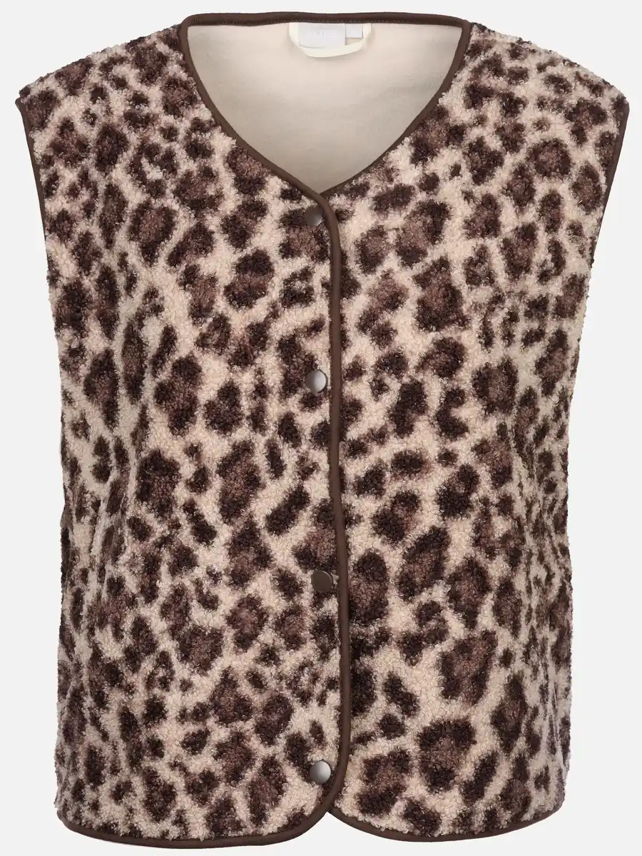Bild 1 von Damen Teddyfleece Weste mit Leoprint Weiß