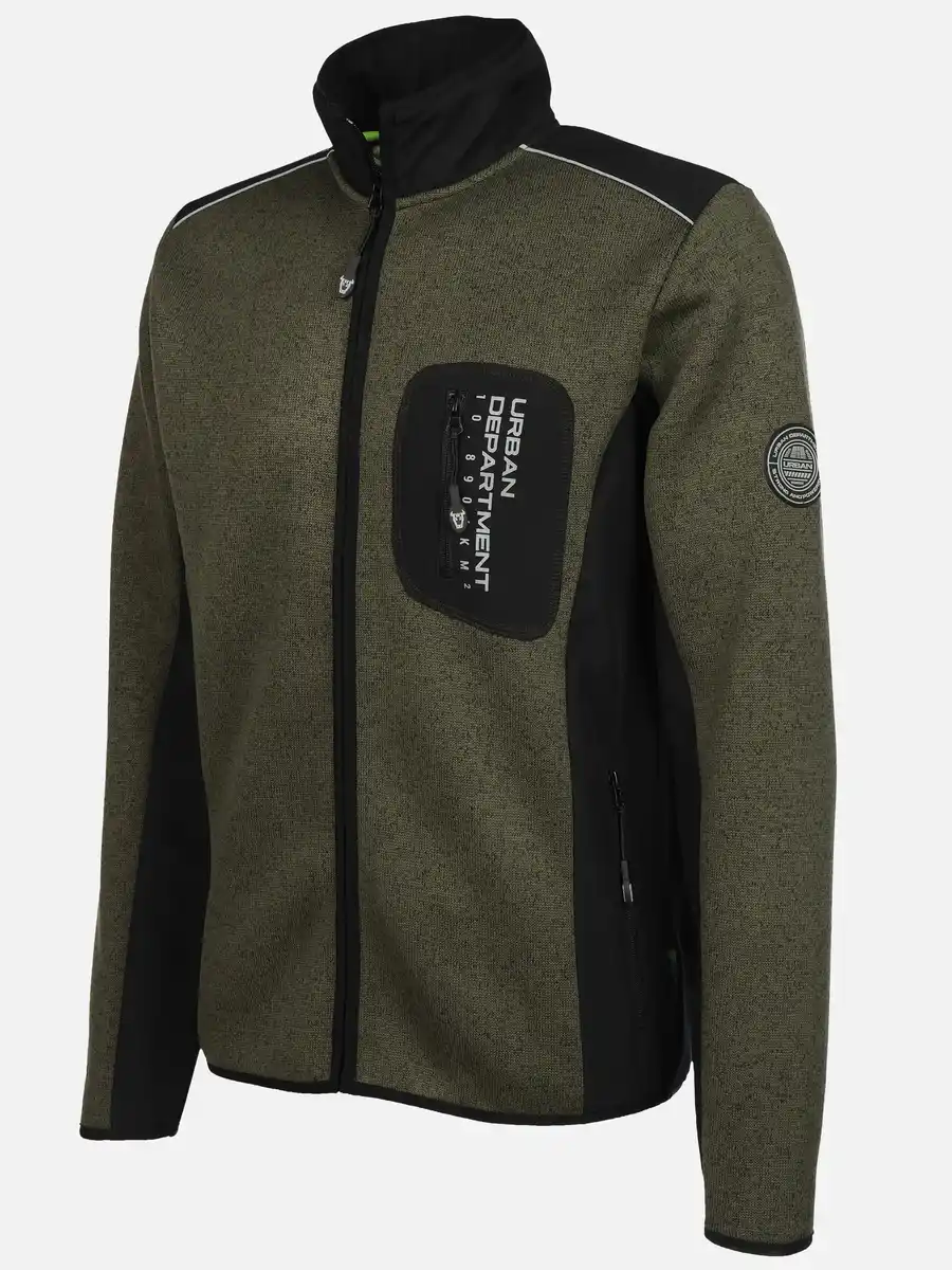 Bild 3 von Herren Strickfleecejacke mit vielen Details Oliv