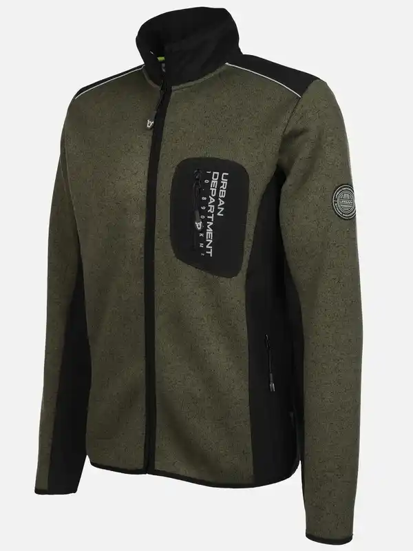 Bild 3 von Herren Strickfleecejacke mit vielen Details Oliv