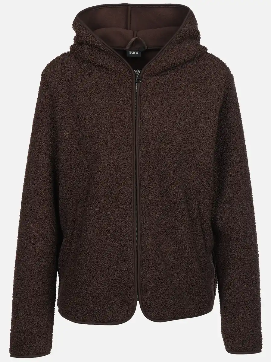 Bild 1 von Damen Teddyfleece-Cardigan mit Kapuze Braun