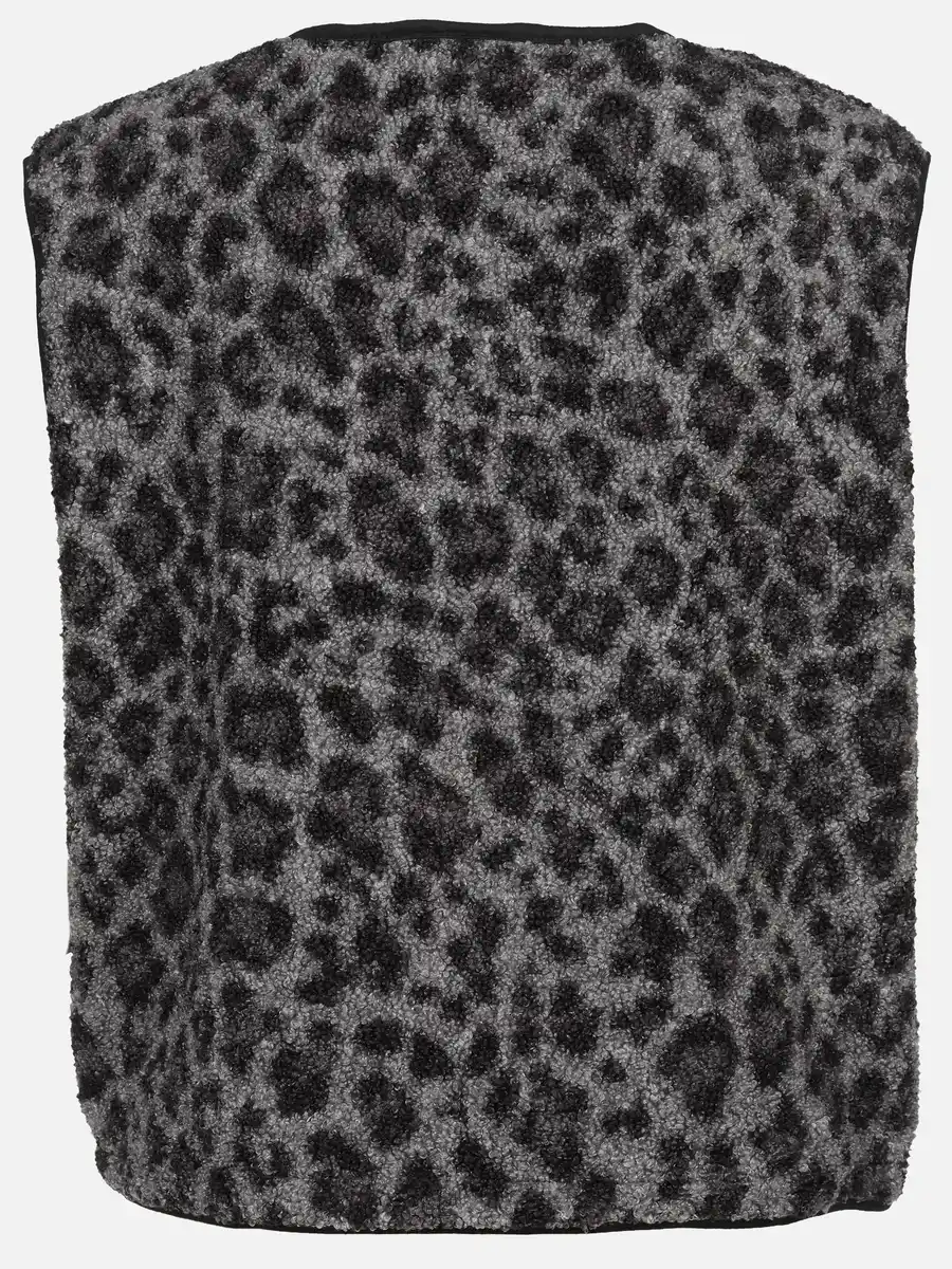 Bild 2 von Damen Teddyfleece Weste mit Leoprint Schwarz