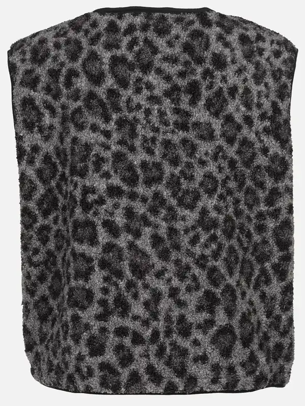 Bild 2 von Damen Teddyfleece Weste mit Leoprint Schwarz