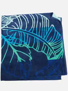 Strandtuch mit Blättermotiv 86x160cm Blau