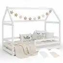 Bild 1 von Homestyle4u Kinderbett, Weiß, Holz, Kiefer, 87x136x166 cm, Kinderzimmer & Jugendzimmer, Kindermöbel, Kinderbetten, Hausbetten