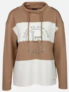 Damen Sweatshirt mit Strasselementen Braun