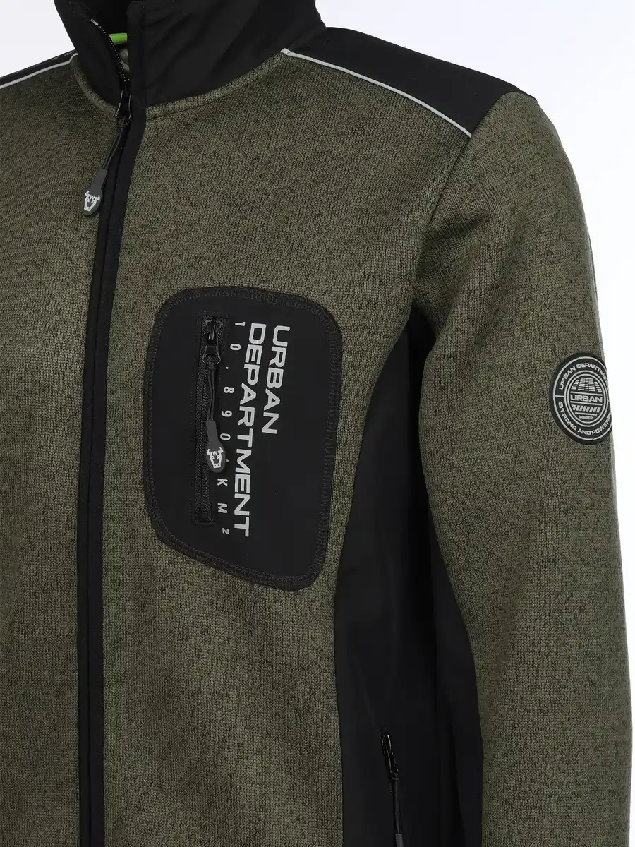 Bild 4 von Herren Strickfleecejacke mit vielen Details Oliv