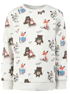 Jungen Sweatshirt mit Alloverprint Waldtieren Grau