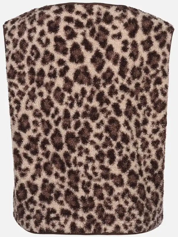 Bild 2 von Damen Teddyfleece Weste mit Leoprint Weiß