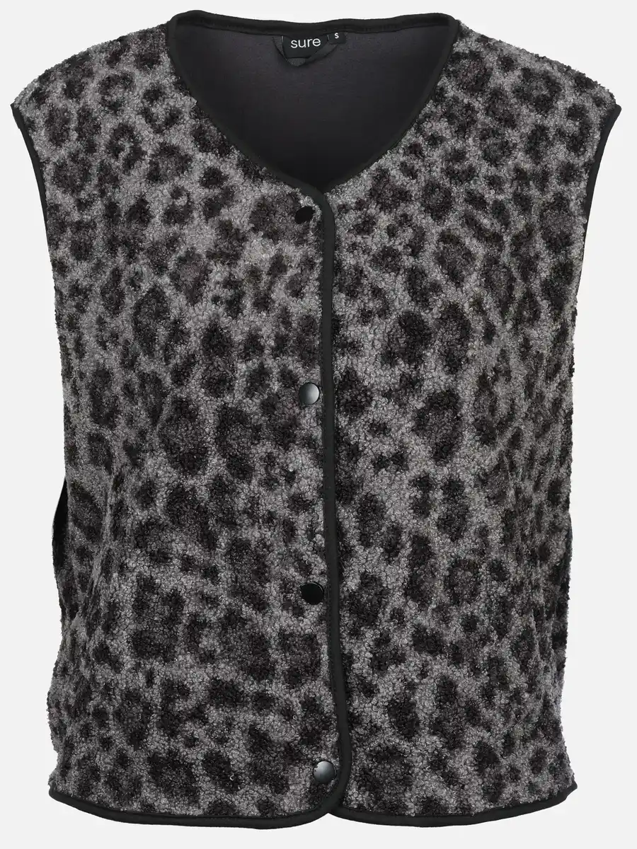 Bild 1 von Damen Teddyfleece Weste mit Leoprint Schwarz