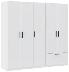 Drehtürenschrank Milos 5T1S Weiß, Weiß
