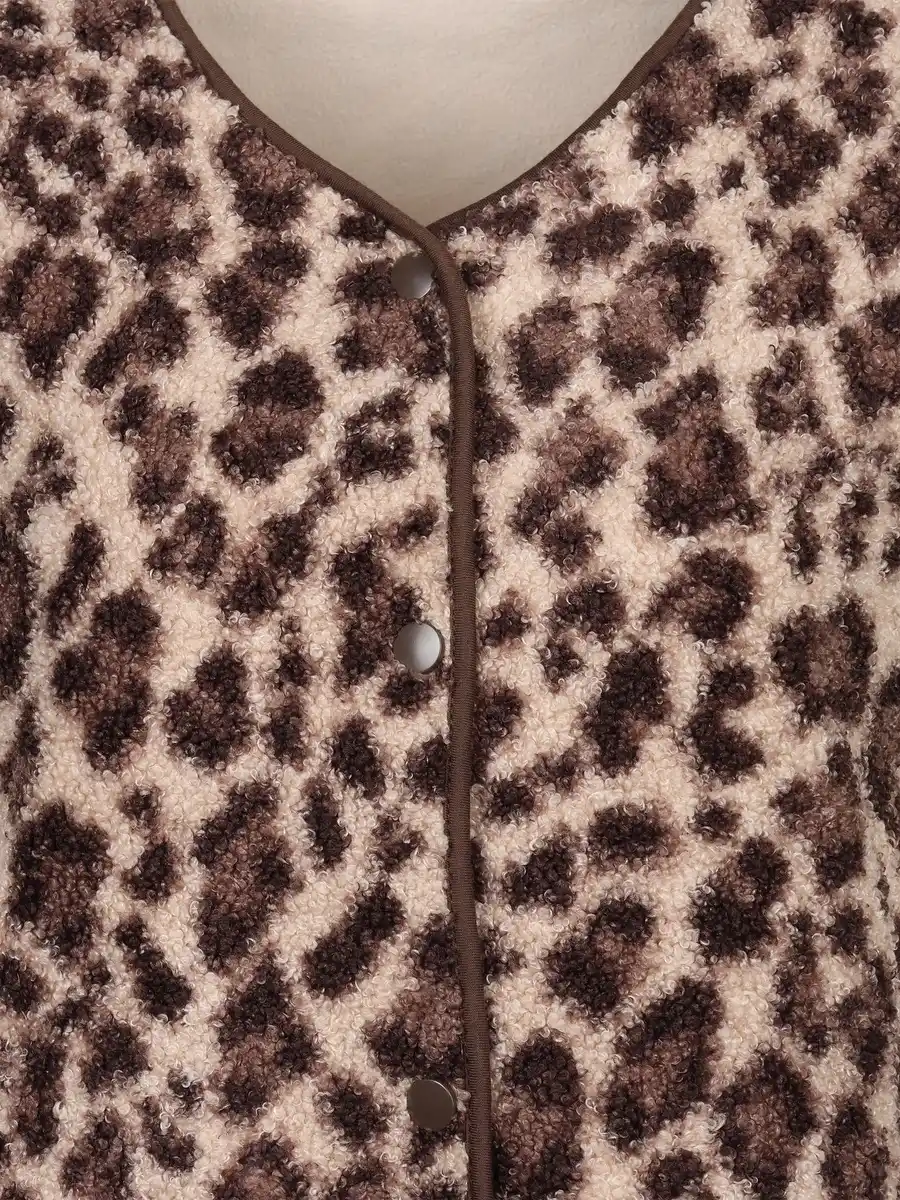 Bild 3 von Damen Teddyfleece Weste mit Leoprint Weiß