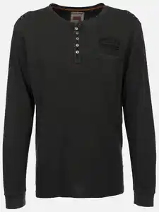 Herren Henleyhirt mit aufgesetzter Brusttasche Schwarz