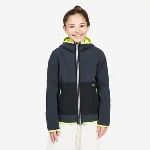 TRIBORD Fleecejacke Segeln Kinder warm wendbar 500 grau/neongelb