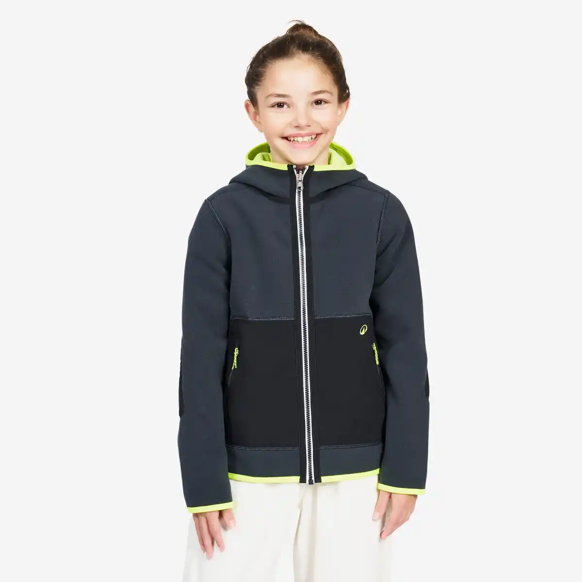 Bild 1 von TRIBORD Fleecejacke Segeln Kinder warm wendbar 500 grau/neongelb