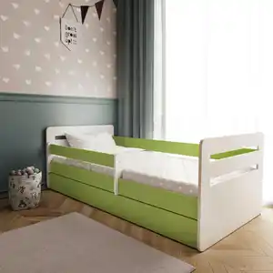 Mid.you Kinder-/Juniorbett Tomi, Grün, Weiß, Holzwerkstoff, Birke, Schichtholz,Schichtholz,Sperrholz, H3, 1-Zonen, Höhe ca. 15 cm, links montierbar, rechts montierbar, 80x140 cm, Bettkasten, Latte
