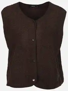 Damen Teddy Weste Braun