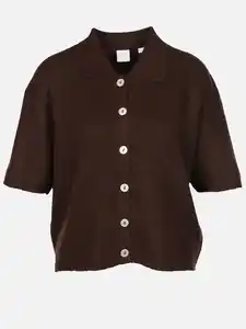 Damen Strickjacke mit kurzen Ärmeln Braun