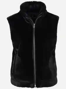 Damen Kunstfellweste Schwarz
