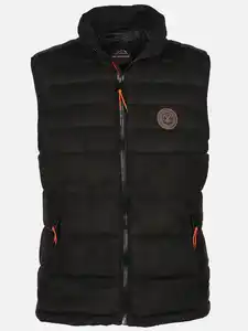 Herren Steppweste in Velour Optik Schwarz