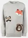 Bild 1 von Kinder Strickpullover mit Waldtier-Motiv Grau