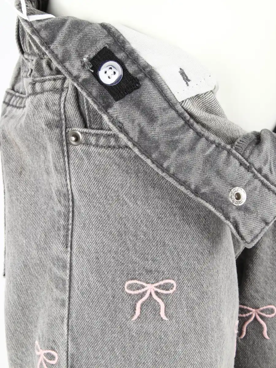 Bild 4 von Mädchen Jeans mit Schleifen Stickerei Grau