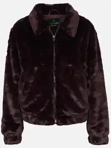 Damen Kunstfell Jacke in kurzer Form Rot