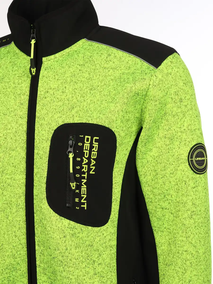 Bild 4 von Herren Strickfleecejacke mit vielen Details Gelb
