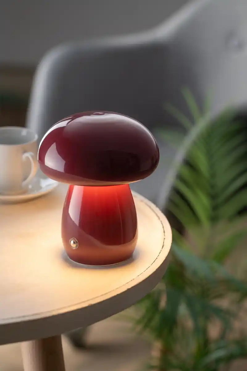 Bild 3 von IDEENWELT Akku-Pilzleuchte Burgundy