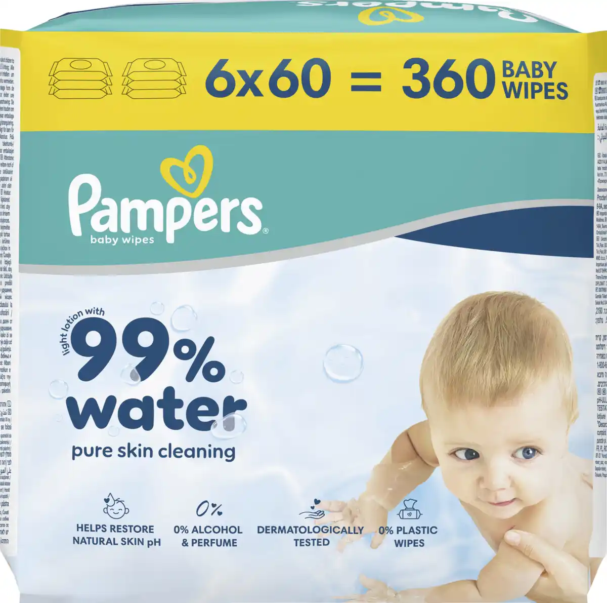 Bild 1 von Pampers Feuchttücher 99% Water (6x60 Stück)