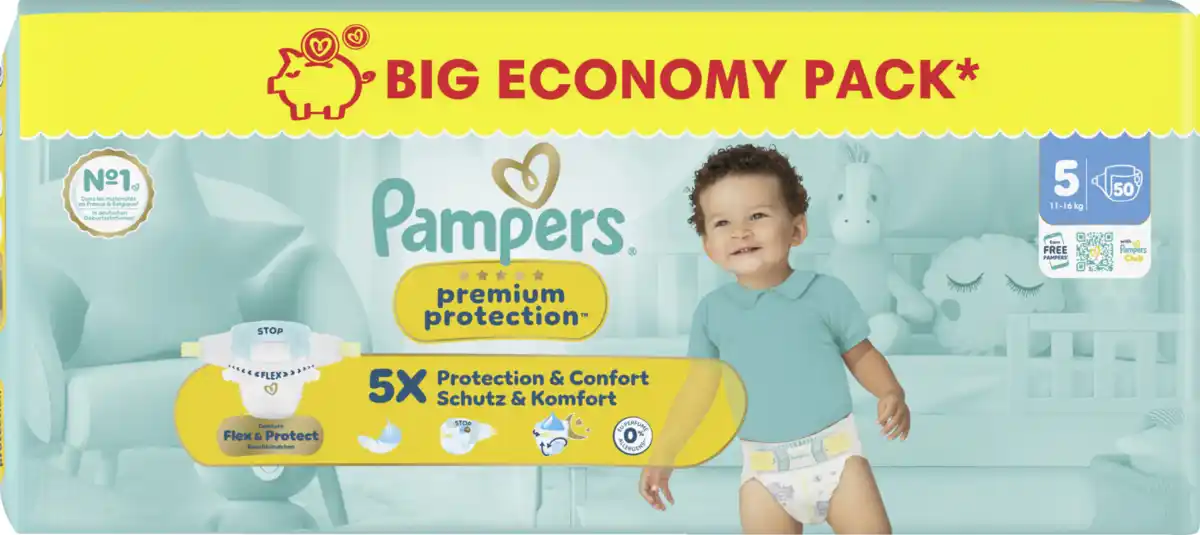 Bild 4 von Pampers Premium Protection Gr. 5 Junior (11-16 kg) Big Eco Pack