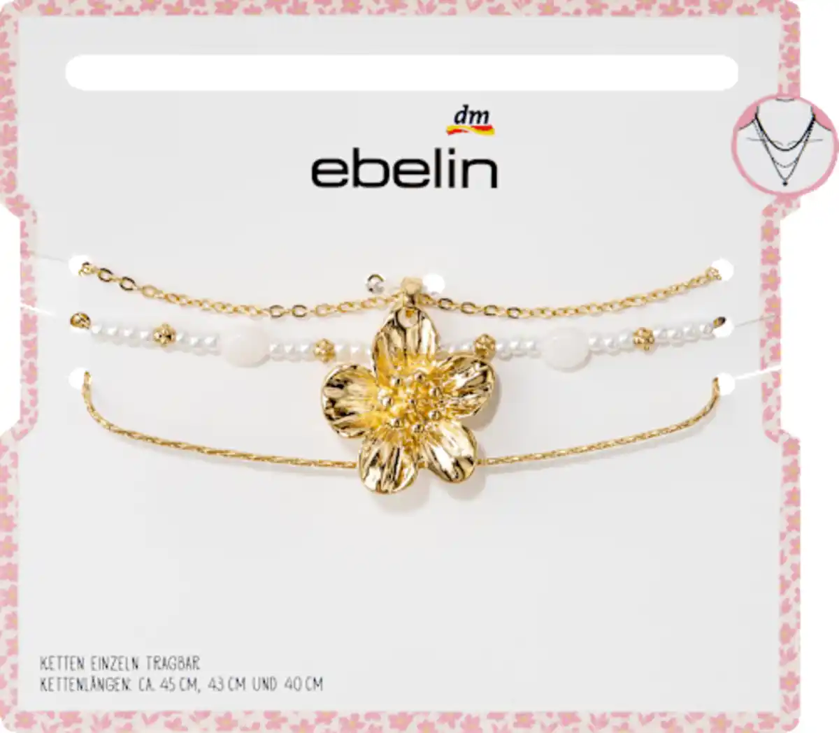 Bild 2 von ebelin Halsketten mit Blume & Perlen, 3 St