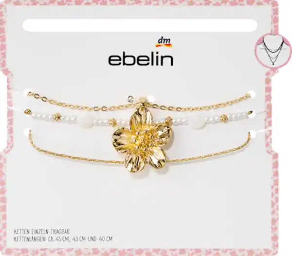 Bild 2 von ebelin Halsketten mit Blume & Perlen, 3 St