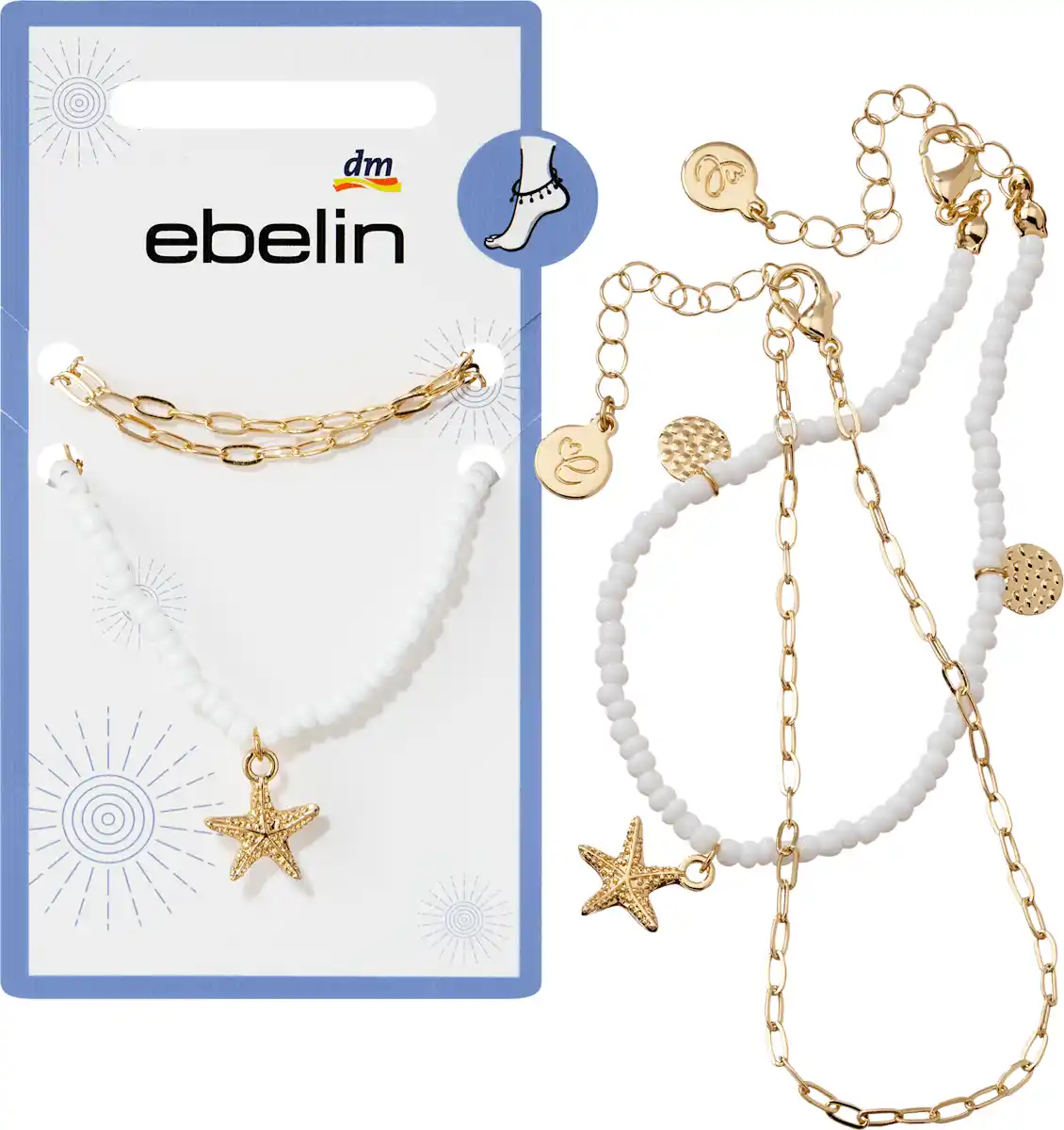 Bild 1 von ebelin Fußketten mit Seestern, Gold-Optik, 2 St