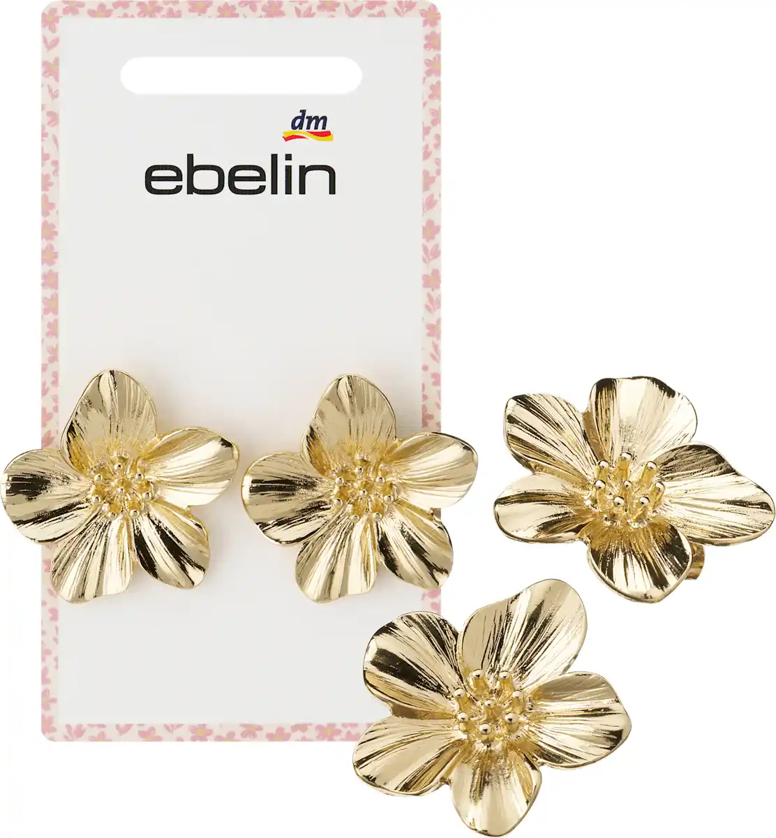 Bild 1 von ebelin Ohrstecker mit Blumen, Gold-Optik, 2 St