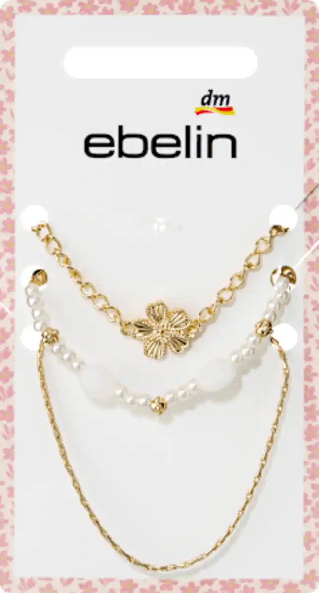 Bild 2 von ebelin Armbänder mit Blume & Perlen, 3 St