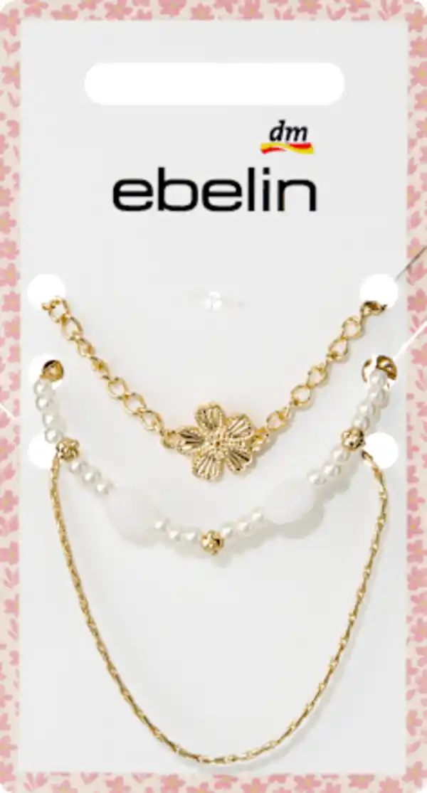 Bild 2 von ebelin Armbänder mit Blume & Perlen, 3 St