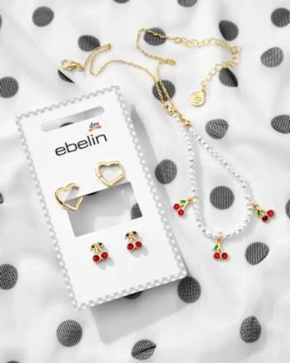 Bild 3 von ebelin Halskette mit Perlen & Kirschen, Gold-Optik, 1 St