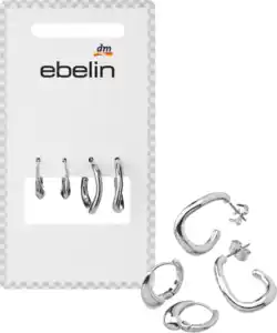 ebelin Ohrstecker organisch, Silber-Optik, 4 St