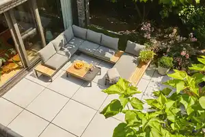 Siena Garden Gartenmöbel-Set Alvida Aluminium/Holz inkl. Kissen mit Tablett 5-tlg.