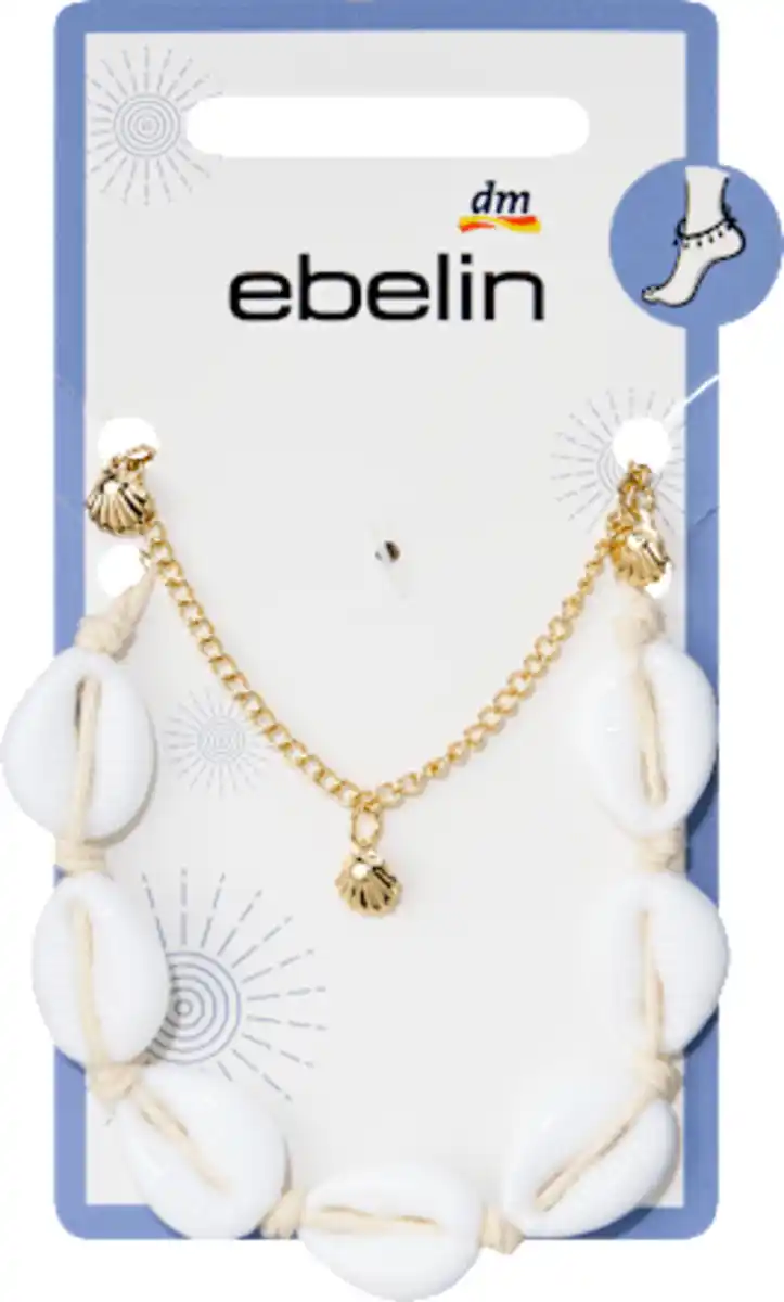 Bild 2 von ebelin Fußketten mit Muscheln, Gold-Optik, 2 St