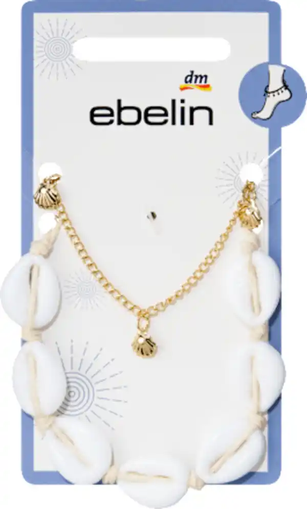 Bild 2 von ebelin Fußketten mit Muscheln, Gold-Optik, 2 St