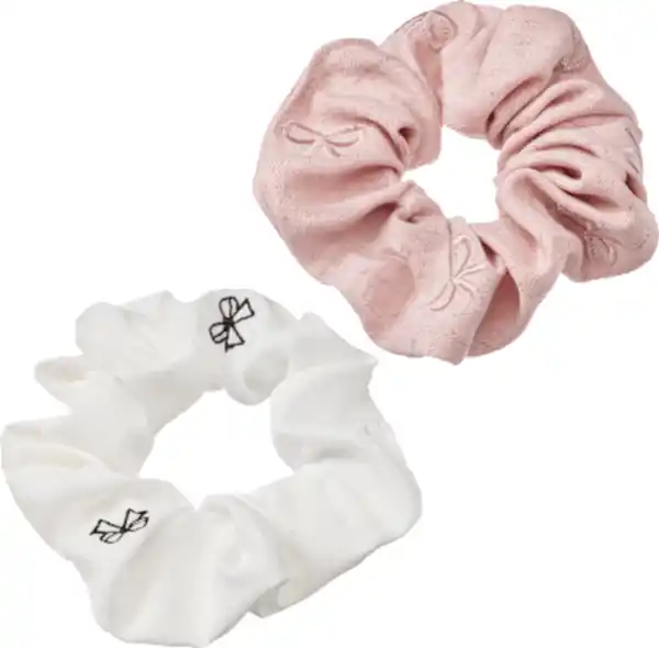 Bild 3 von ebelin Scrunchies bestickt, weiß/rosa, 2 St