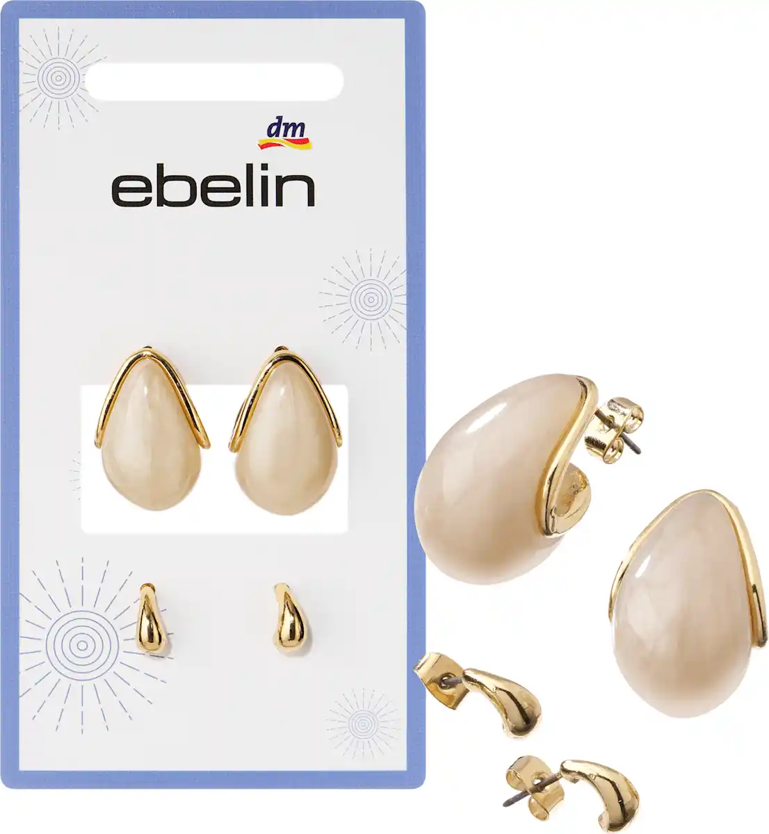 Bild 1 von ebelin Ohrstecker Tropfenform, Gold-Optik, 4 St