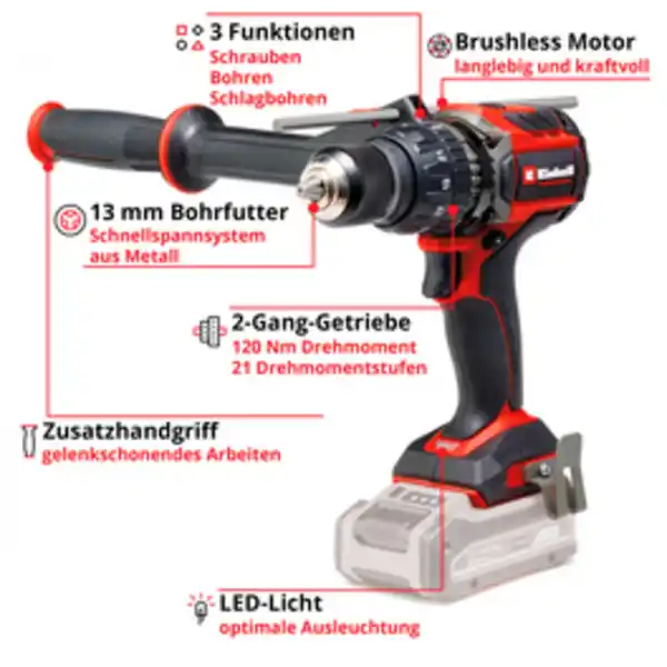 Bild 3 von EINHELL Akku-Schlagbohrschrauber »TP-CD 18/120 Li-i BL - Solo«, ohne Akku