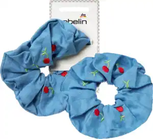 ebelin Scrunchie mit Kirschen, Denim, 1 St