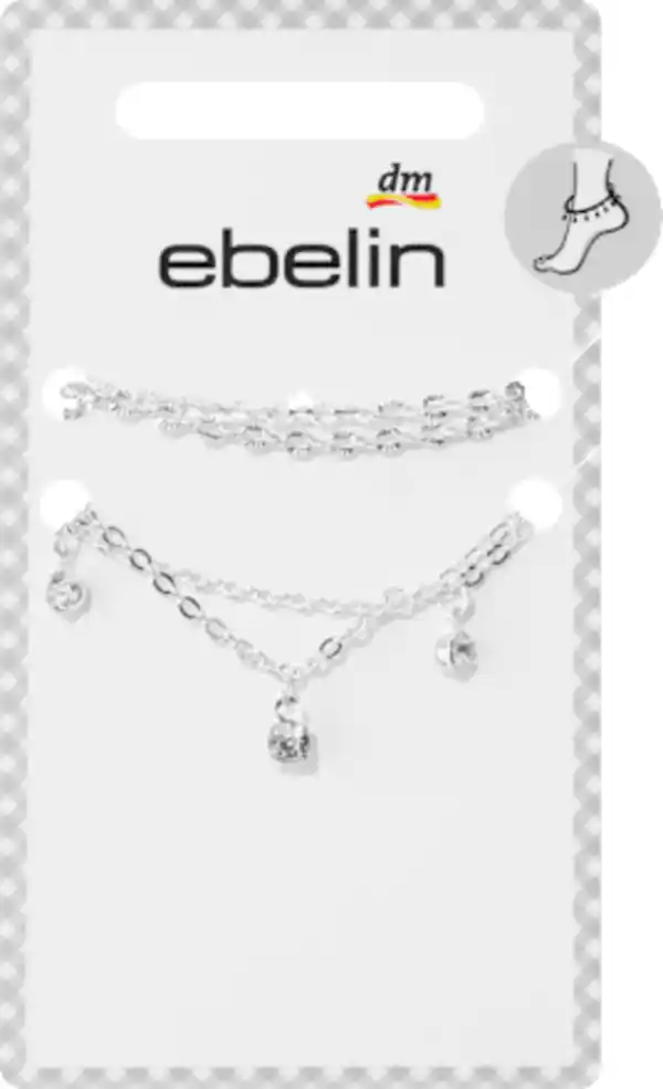Bild 2 von ebelin Fußketten mit Strass, Silber-Optik, 2 St