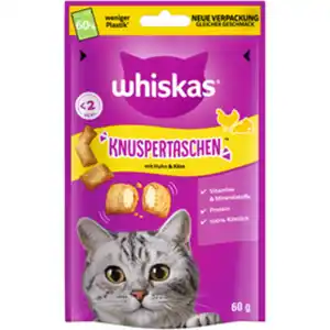 WHISKAS Katzensnack, Ergänzungsfuttermittel, Huhn & Käse, 60 g