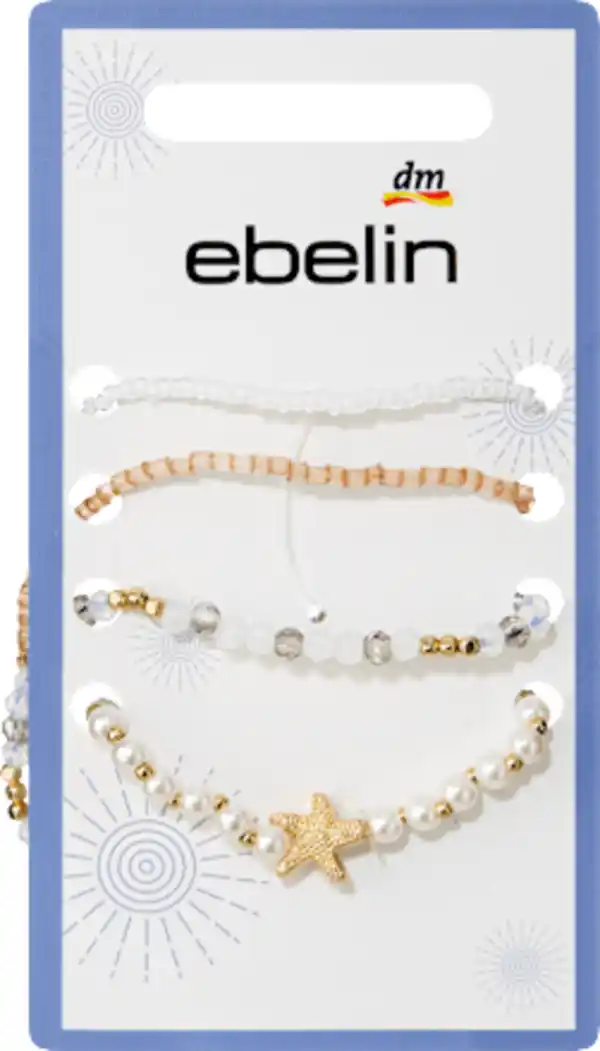 Bild 2 von ebelin Armbänder elastisch mit Perlen, weiß/Gold-Optik, 4 St