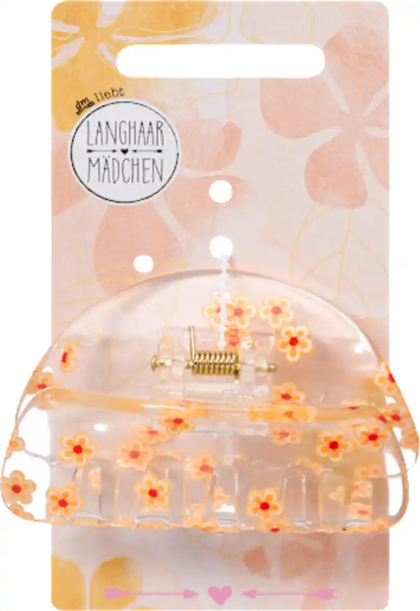 Bild 2 von LANGHAARMÄDCHEN Haarklammer mit Blumen, transparent, 1 St